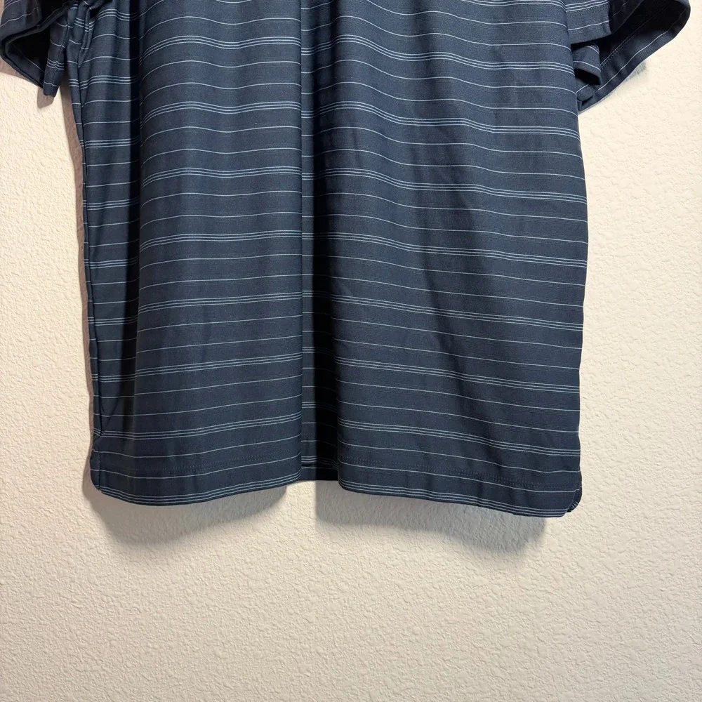 Nike Fit Dry Golf Polo Shirt Mens XL Navy‎ Blue Striped Logo Performance Tennis